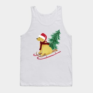 Goldendoodle Christmas Sled Bringing Home The Tree Tank Top